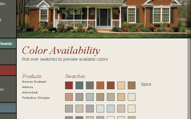 Screen capture showing detailed color selectors